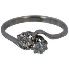 Diamond 18 Carat White Gold Toi Et Moi Twist Two-Stone Ring