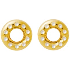 18 Carat yellow Gold Free Growth Pearls Earring