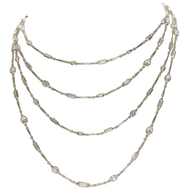 18.77 Carat Diamonds by the Yard Platinum Chain Necklace For Sale