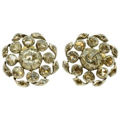 Antique Georgian Rose Cut Diamond Button Earrings