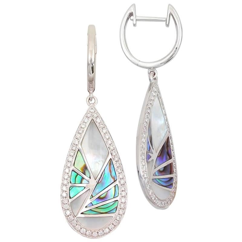 Frederic Sage 0.34 Carat Abalone and Diamond Drop Earrings