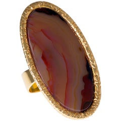 1972 Andrew Grima Agate and Gold Ring