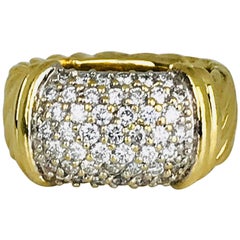 Contemporary, David Yurman .70 Carat Diamond 18 Karat Yellow Gold Cable Ring