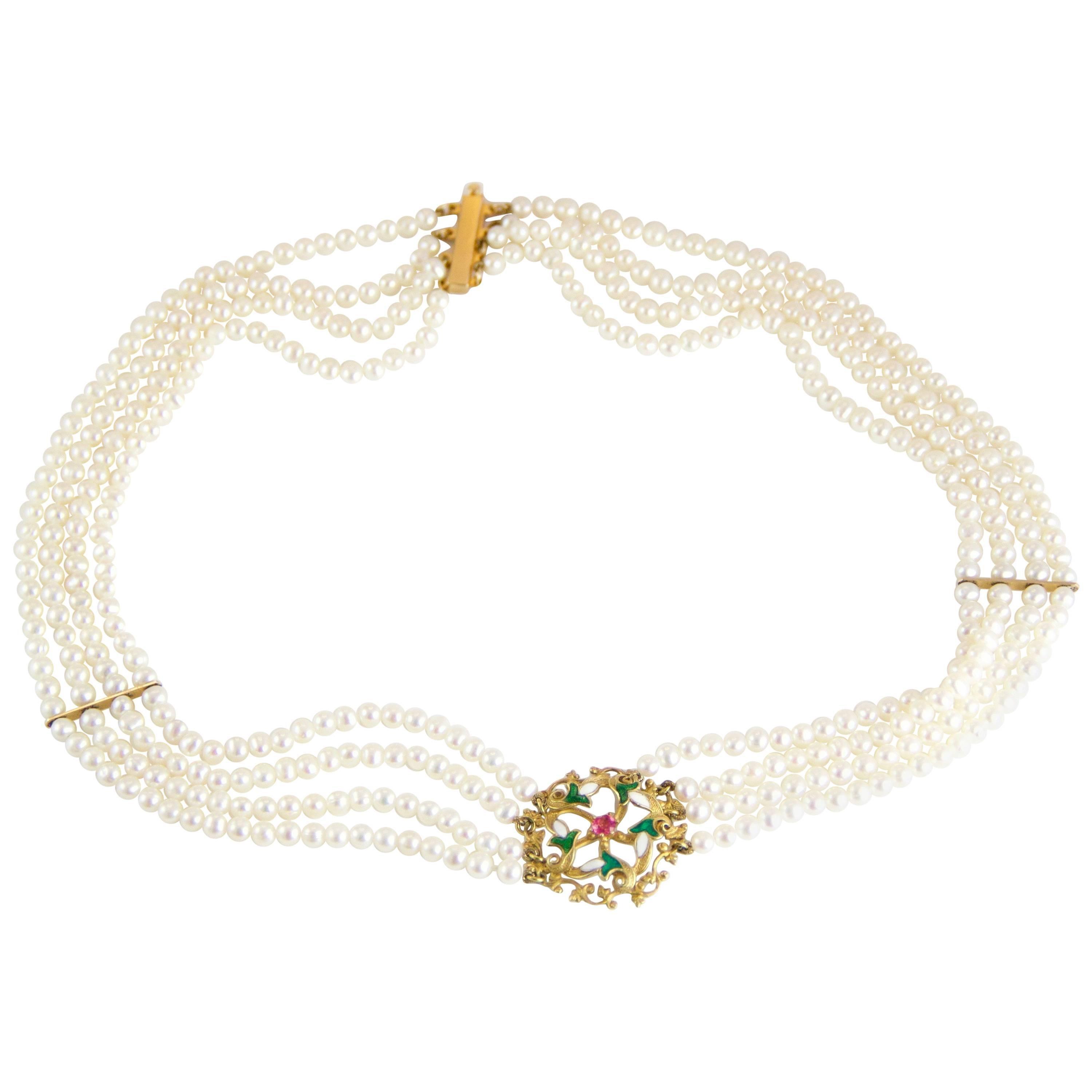 Edwardian Bespoke Pearl Necklace For Sale