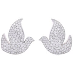 Cartier Colombes de la Paix Pavé Diamonds White Gold Earclips