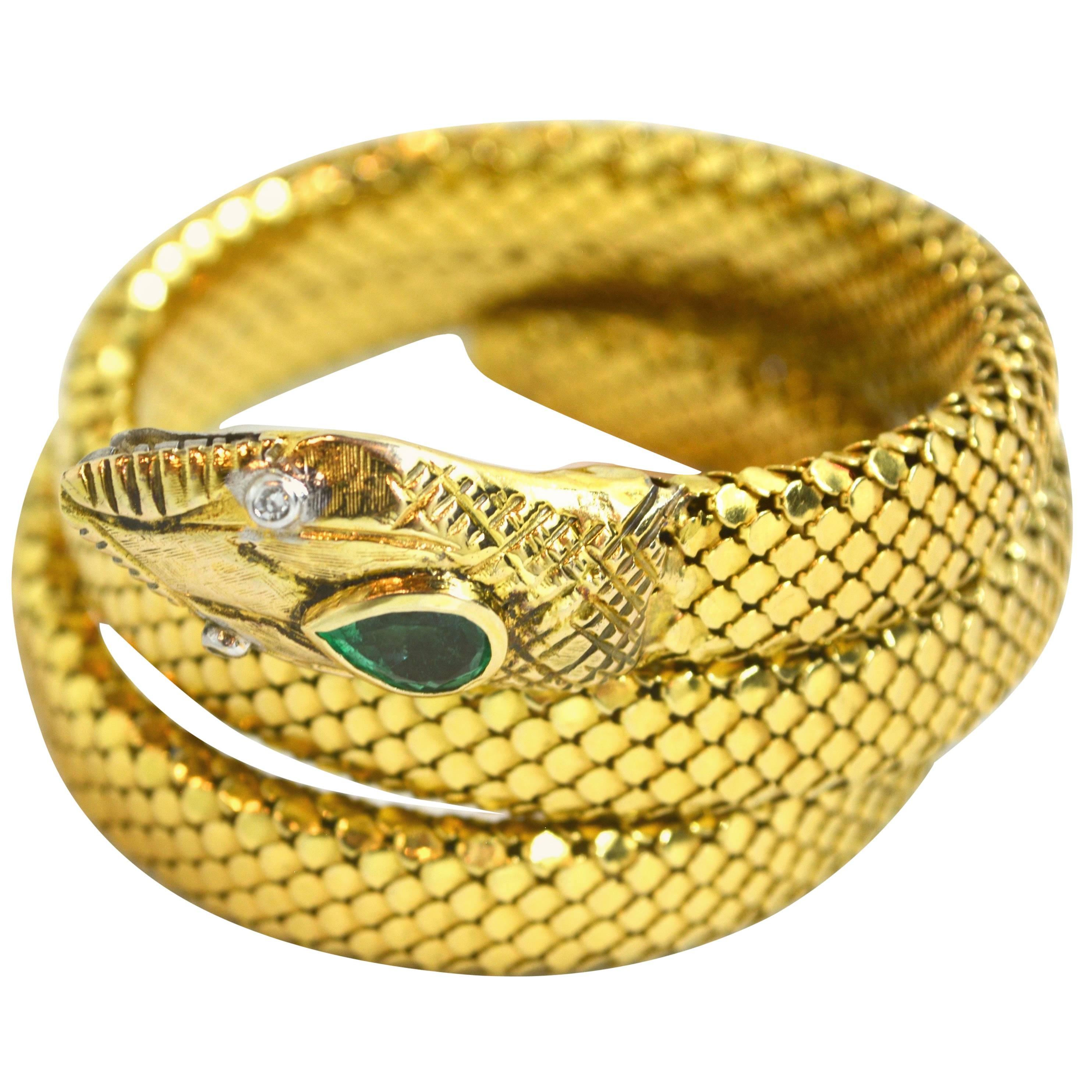 1930s 18 Karat Mesh Snake Bracelet