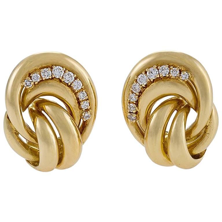 Van Cleef & Arpels Paris 1980s Diamond and Gold Earrings