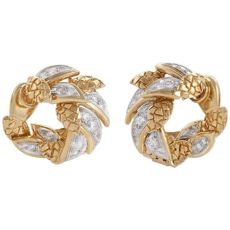 Van Cleef & Arpels Paris 1960s Diamond and Gold Earrings