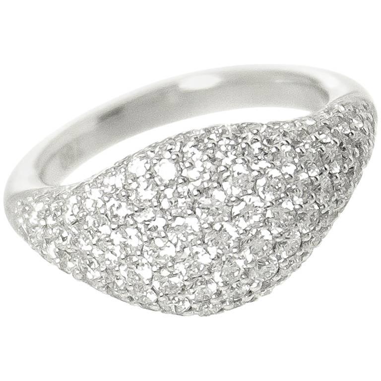 Petite Pavé Pinky Diamond Ring 18 Karat White Gold For Sale at 1stDibs ...