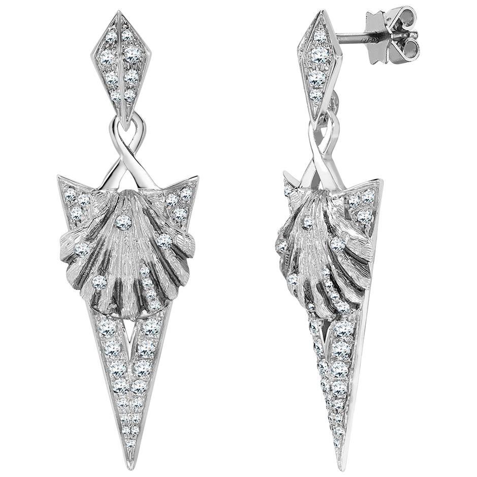 Venyx 18 Karat White Gold Diamond Black Rhodium Naida Dangle Drop Earrings For Sale