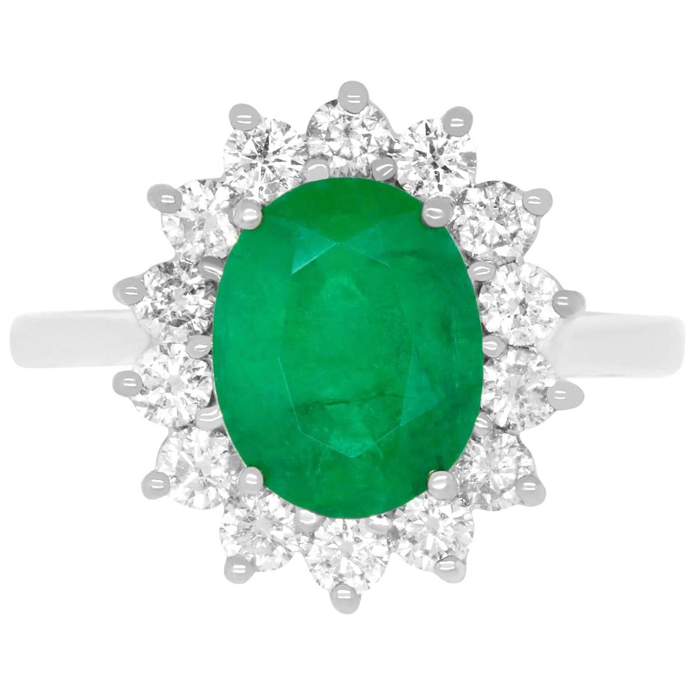 2.51 Carat Oval Emerald and Diamond Ring