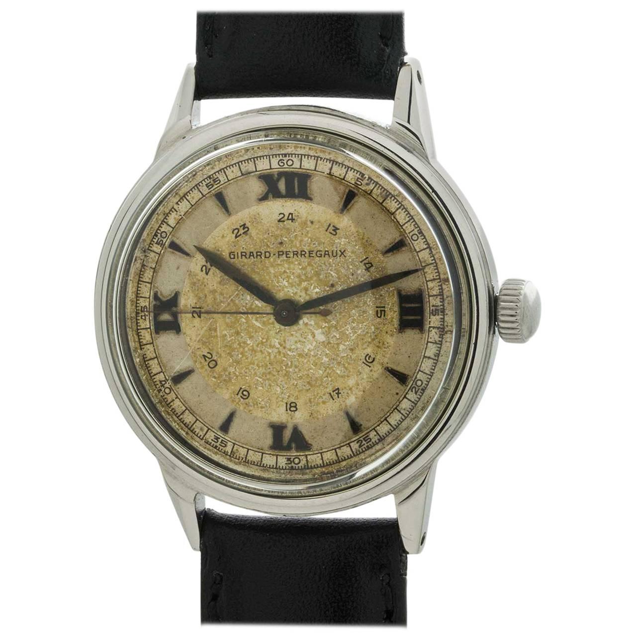 Girard Perregaux Stainless Steel Vintage Manual Wristwatch, circa 1950s