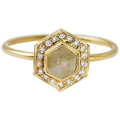Rachel Boston 18 karat Yellow Gold Grey Hexagon Diamond Engagement Ring