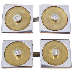 Vintage 18 Carat Gold Diamond Set Cufflinks