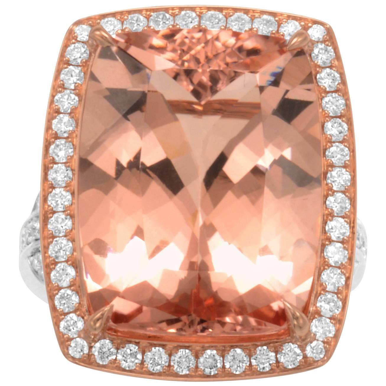 Frederic Sage 18.13 Carat Morganite Diamond Ring For Sale