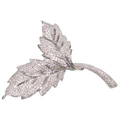 Two Leaf Diamond Brooch