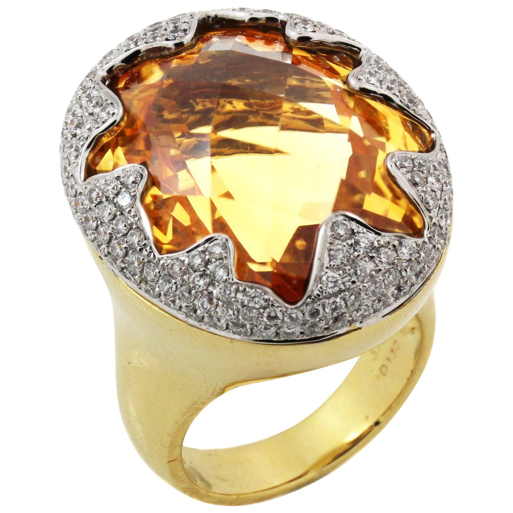 Imperial Citrine Gold and Diamond Ring