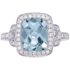 Frederic Sage 3.42 Carat Aquamarine with Diamonds Set in White Gold “Roma” Ring