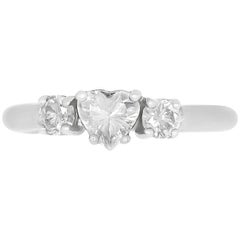 0.40 Carat Heart Shaped Diamond & 0.31 Carat Round White Diamond Ring