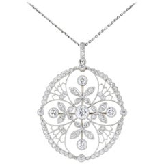 Platinum Diamond Edwardian Pendant Necklace