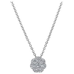 Mark Broumand 0.25 Carat Flower Cluster Diamond Pendant in 14 Karat White Gold