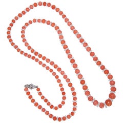 Natural Coral and Rock Crystal Sautoir, circa 1935