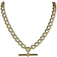 Antique Victorian Albert Chain Necklace, circa 1880 18 Carat Gold on Silver