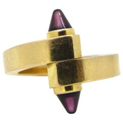 Vintage Cartier Menotte Gold Garnet Band Ring