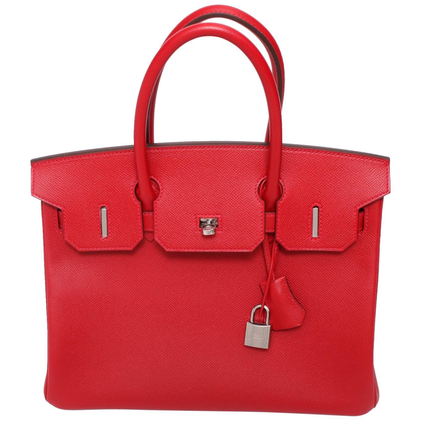 Hermes Birkin Bag Rouge Casaque Togo Palladium Hardware AC Stamp