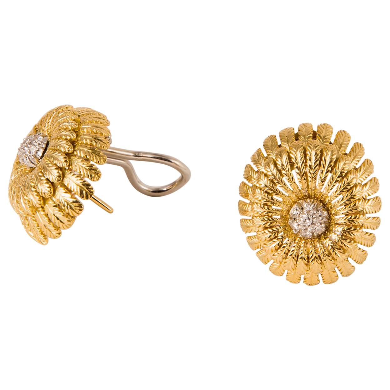 Elegant Italian Gold and Diamond Earrings