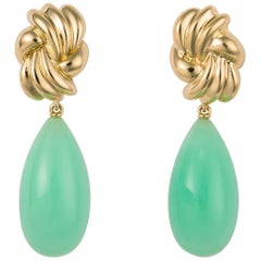 Tiffany & Co. Gold and Chrysophrase Drop Earrings