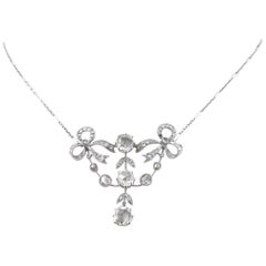 Edwardian Belle Epoque Rose Cut Diamonds Pendant Necklace