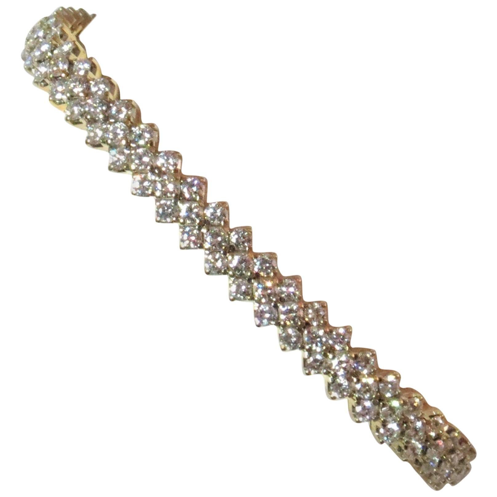 Picchiotti 18 Karat Yellow Gold Three-Row Diamond Bracelet For Sale