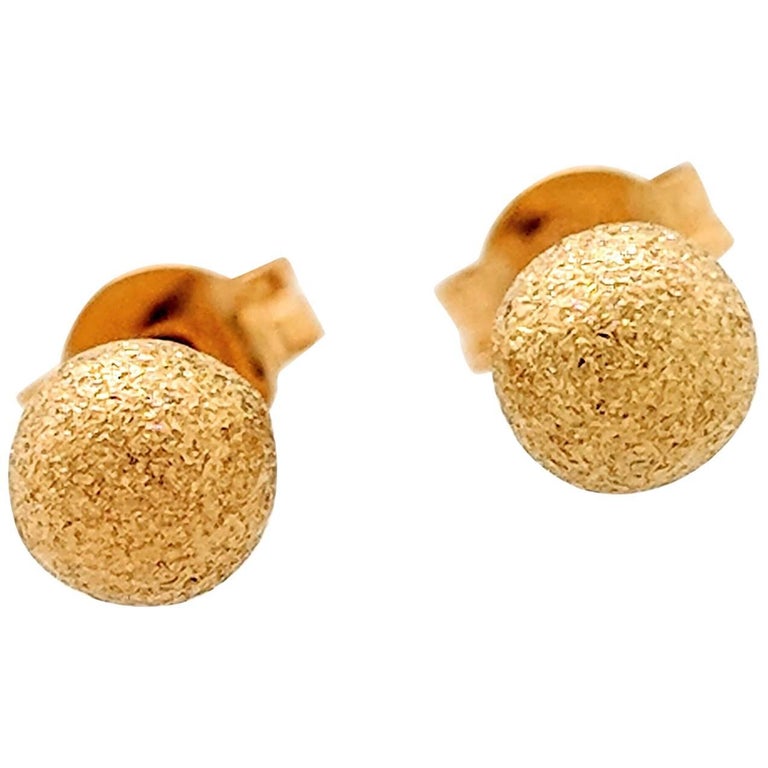 18 Karat Yellow Gold Shimmery Gold Ball Stud Earrings at 1stDibs | gold ...