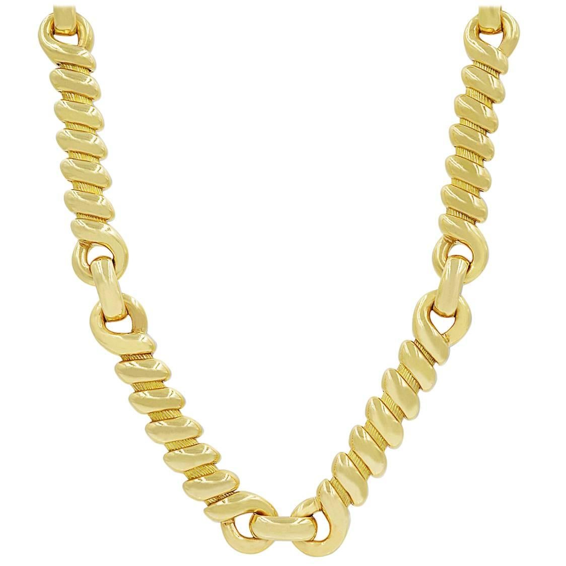 Yellow Gold Shiny Heavy Chain Link Necklace