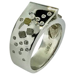 1.25 Carat of Raw Diamonds Set in 14 Karat White Gold Ring