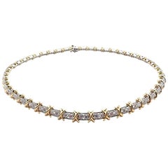 Tiffany & Co. Jean Schlumberger Platinum and Yellow Gold Diamond X Necklace