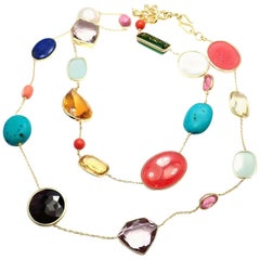 Vintage H.Stern Diane von Furstenberg Multicolor Large Stones Gold Necklace