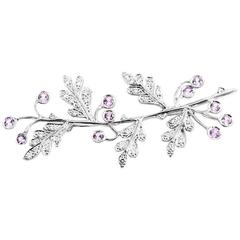 Vintage Cathy Waterman Pink Sapphire Diamond Platinum Branch Brooch