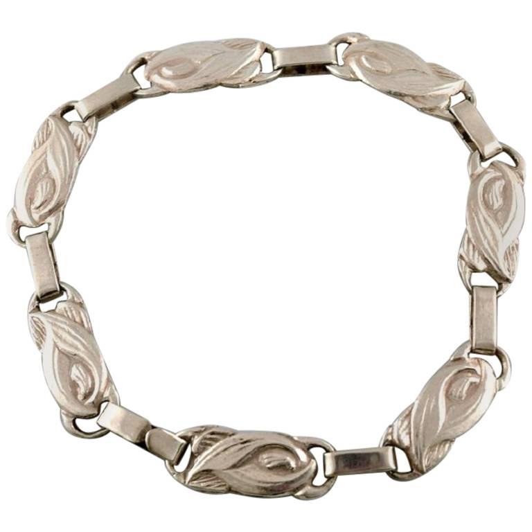 1930s-1940s Vintage Danish Modern Design Silver Bracelet For Sale