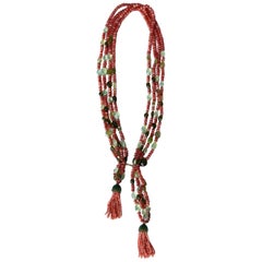 Long Medusa Necklace Phrenite Peridot Sunstone Gold