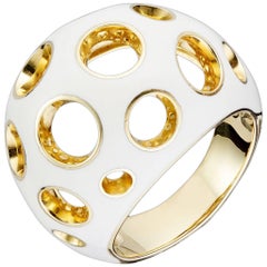 Mellerio "Dits Meller" Iconic Ring White Enamel and 18 Carat Yellow Gold