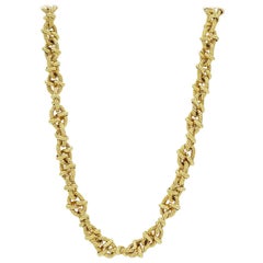 Homemade Yellow Gold Link Textured Heavy Necklace