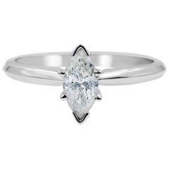 Handmade White Marquise Half a Carat Diamond Engagement Ring