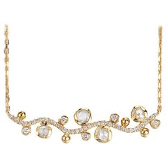 Calliope 18 Karat Gold Rose-Cut Diamond Floral Vine Pendant Necklace