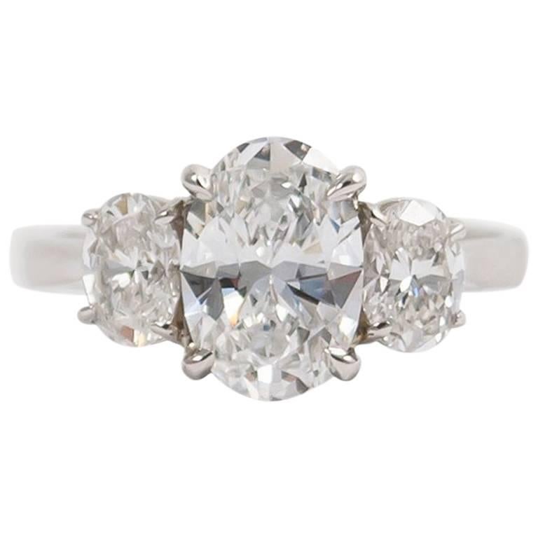 GIA Certified 1.55 Carat Oval Diamond Ring with Oval Side Stones