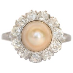 GIA Certified 2.35 Carat Platinum Pearl Engagement Ring