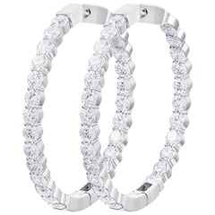 Roman Malakov 7.11 Carats Total Round Brilliant Diamond Hoop Earrings