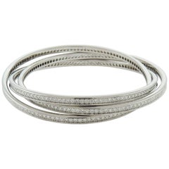 Cartier Trinity Rolling Diamond White Gold Bangle Bracelets
