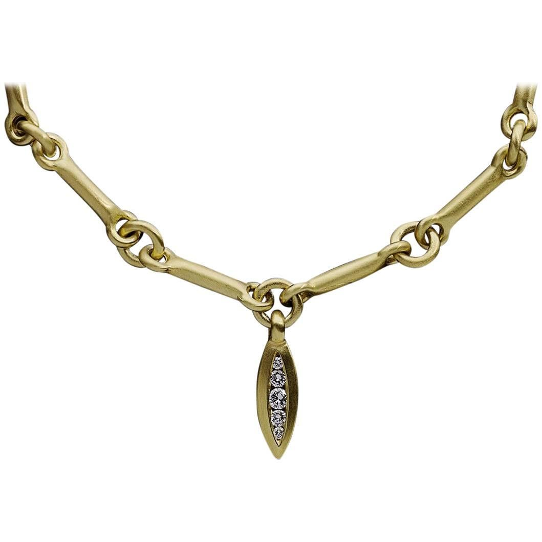 Elizabeth Rand 18 Karat Yellow Gold 0.10 Carat Diamond Necklace